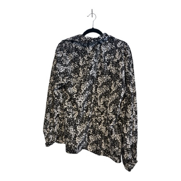 Unique Vintage Size 1X/16 button down floral blouse with contrast piping - Picture 2 of 7